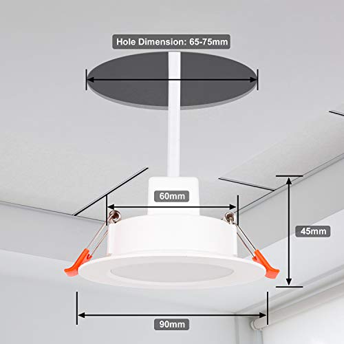 Foco Empotrable led techo,Iluminacion 8W downlight redondo, 2700K Blanco Cálido 720 lumens 6 pack