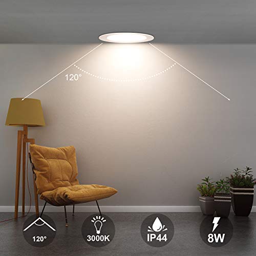 Foco Empotrable led techo,Iluminacion 8W downlight redondo, 2700K Blanco Cálido 720 lumens 6 pack