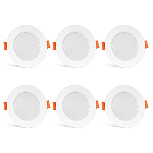 Foco Empotrable led techo,Iluminacion 8W downlight redondo, 2700K Blanco Cálido 720 lumens 6 pack