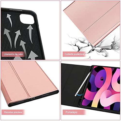 FOGARI Funda con Teclado para iPad Air 4 2020,Funda con Teclado Bluetooth Desmontable para iPad Pro 11 2021/2020/2018,Teclado Español para iPad Air 10.9'' 2020,con 7 Colores Retroiluminados,Rose Gold