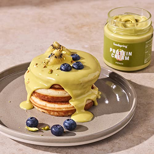 foodspring Crema Proteica, Pistacho, 6 x 200 g, Sabor de edición limitada, 80% menos azúcar, 2 veces más proteína, Sin aceite de palma