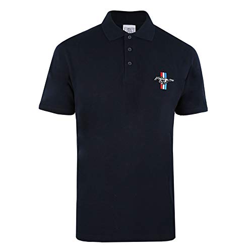Ford Mustang Logo Polo Shirt Camisa, Azul Marino, S para Hombre