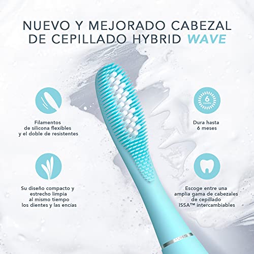 FOREO ISSA 3 Cepillo de dientes sónico, recargable y ultra higiénico con silicona y polímero PBT, cabezal remplazable cada 6 meses, 16 intensidades, 365 días de carga USB, Mint