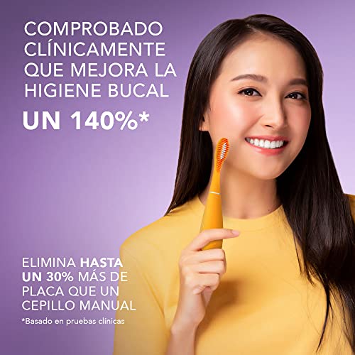 FOREO ISSA mini 3 Mango Tango, Cepillo de dientes sónico 4 en 1, filamentos de silicona y polímero PBT, cabezal de cepillado remplazable para 6 meses, 265 usos por carga USB, garantía de 2 años