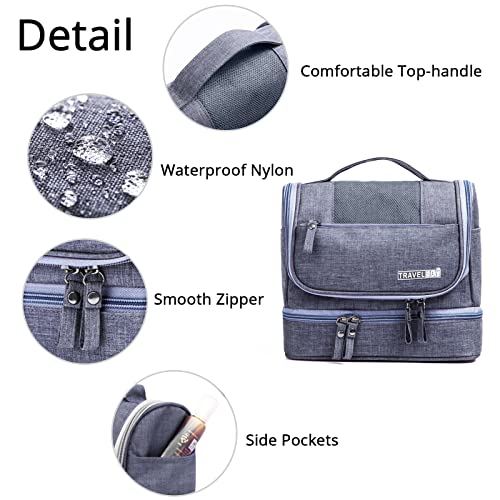 FORRICA Bolsa de Aseo para Hombres Mujeres Organizador Cosmético de Viaje Portátil Bolsa de Maquillaje Grande Bolso de Organizador Impermeable Bolso Cosméticos Gris