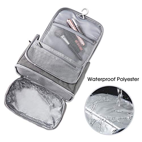 FORRICA Bolsa de Aseo para Hombres Mujeres Organizador Cosmético de Viaje Portátil Bolsa de Maquillaje Grande Bolso de Organizador Impermeable Bolso Cosméticos Gris