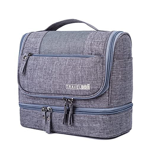 FORRICA Bolsa de Aseo para Hombres Mujeres Organizador Cosmético de Viaje Portátil Bolsa de Maquillaje Grande Bolso de Organizador Impermeable Bolso Cosméticos Gris