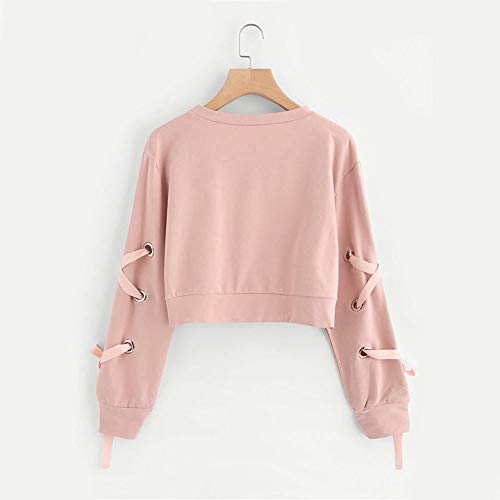 Fossen Mujer Sudaderas Cortas 2029 Otoño e Invierno Blusas con Manga Larga con Cordones Camiseta para Adolescentes Chicas