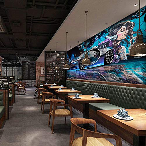 Fotomurales Modern Creative Street Graffiti Sports Car Photo Wallpaper Restaurant Clubs Ktv Bar 3D Wall Mural Papier Peint Enfant Seda 300X210Cm