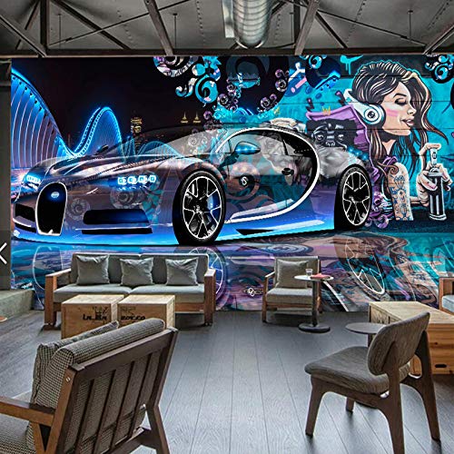 Fotomurales Modern Creative Street Graffiti Sports Car Photo Wallpaper Restaurant Clubs Ktv Bar 3D Wall Mural Papier Peint Enfant Seda 300X210Cm