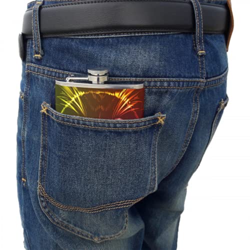 Frasco de licor de 8 onzas para hombres Un lindo gato en una luz de neón Frasco personalizado Frasco para hombres y mujeres Frasco de licor para mujeres Divertido para viajes Senderismo Camping