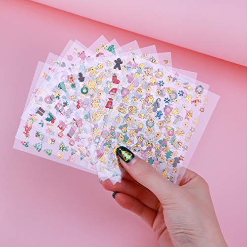 Frcolor 12 Unids Navidad 3D Pegatinas de Uñas con Pinzas Calcomanías de Navidad Autoadhesivas DIY Uñas Consejos para Mujeres Chicas