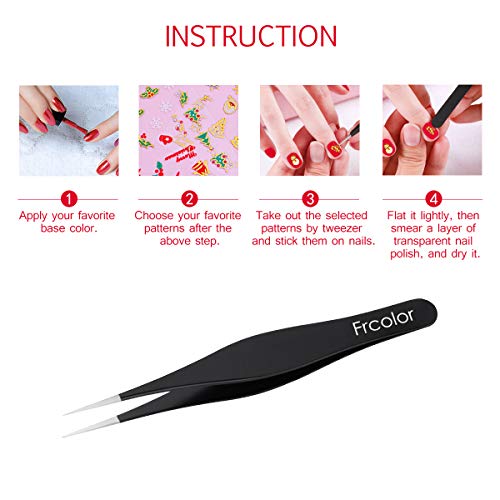 Frcolor 12 Unids Navidad 3D Pegatinas de Uñas con Pinzas Calcomanías de Navidad Autoadhesivas DIY Uñas Consejos para Mujeres Chicas