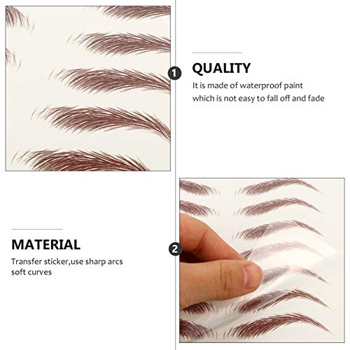 FRCOLOR 4 Hojas 6D como El Cabello Cejas Auténticas Tatuaje de Imitación Pegatinas para Cejas Ecológico Perezoso Ceja Natural Herramienta de Maquillaje a Prueba de Agua Marrón
