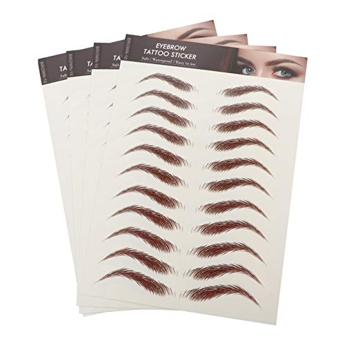 FRCOLOR 4 Hojas 6D como El Cabello Cejas Auténticas Tatuaje de Imitación Pegatinas para Cejas Ecológico Perezoso Ceja Natural Herramienta de Maquillaje a Prueba de Agua Marrón