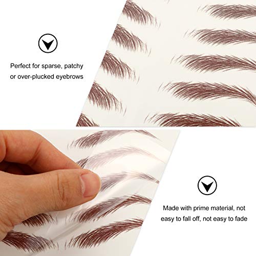 FRCOLOR 4 Hojas 6D como El Cabello Cejas Auténticas Tatuaje de Imitación Pegatinas para Cejas Ecológico Perezoso Ceja Natural Herramienta de Maquillaje a Prueba de Agua Marrón