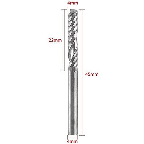 Fresa de extremo - 10 piezas de carburo de tungsteno en espiral Fresas de extremo Flauta única Fresa CNC Brocas de 4 mm Vástago