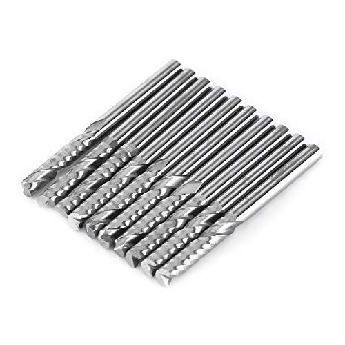 Fresa de extremo - 10 piezas de carburo de tungsteno en espiral Fresas de extremo Flauta única Fresa CNC Brocas de 4 mm Vástago