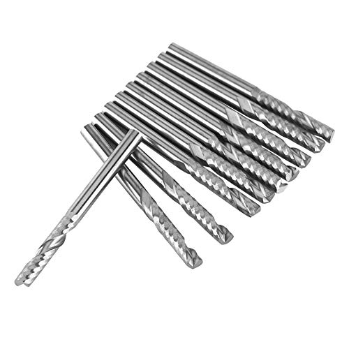 Fresa de extremo - 10 piezas de carburo de tungsteno en espiral Fresas de extremo Flauta única Fresa CNC Brocas de 4 mm Vástago