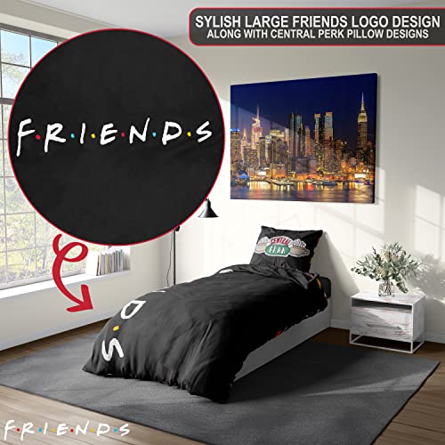 FRIENDS Funda Nordica Cama 135 x 200 cm y 200 x 200 cm, Ropa de Cama y Almohadas, Juego de Sábanas para Edredón (Single)
