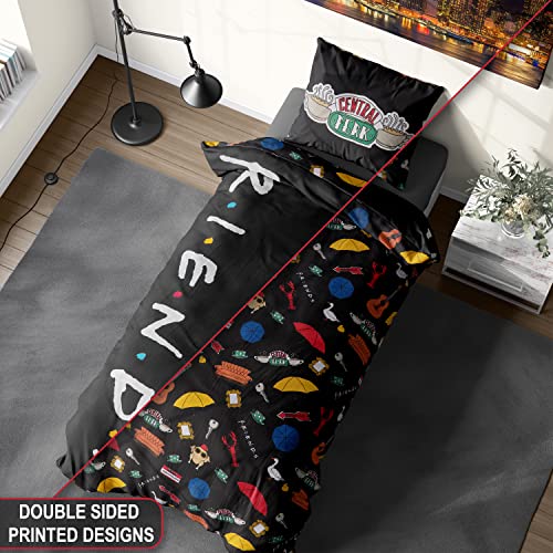 FRIENDS Funda Nordica Cama 135 x 200 cm y 200 x 200 cm, Ropa de Cama y Almohadas, Juego de Sábanas para Edredón (Single)