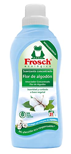 Frosch - Suavizante Concentrado Liquido Flor de Algodón para Lavadora, Apto para Ropa Blanca y de Color, Producto Hipoalergénico y Ecológico - Pack de 8 Unidades x 750 ml