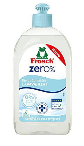 Frosch Zero % - Lavavajillas a Mano Líquido con Urea, Especial Para Pieles Sensibles o Atópicas, Producto Ecológico, Hipoalergénico y Dermatológicamente Testado - Pack de 8 Unidades x 500 ml