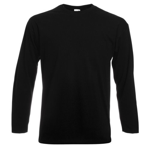 Fruit of the Loom Long Sleeve Valueweight tee Camisa, Negro, Medium para Hombre
