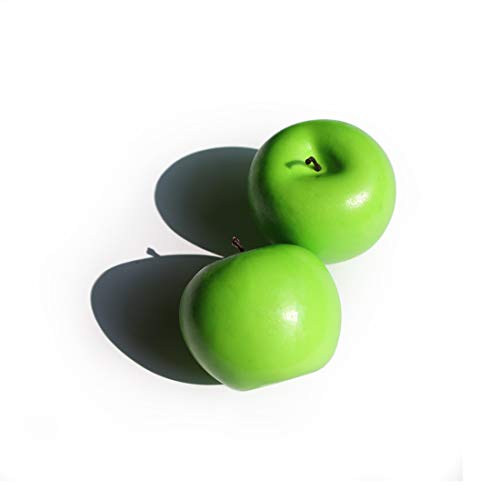 Frutas Manzanas Artificiales Falsas para la decoración del hogar Manzanas realistas de tamaño Real Manzanas Falsas para la decoración de la Fiesta de Navidad de la Cocina (6 Piezas de Manzana Verde)