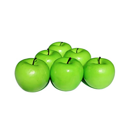 Frutas Manzanas Artificiales Falsas para la decoración del hogar Manzanas realistas de tamaño Real Manzanas Falsas para la decoración de la Fiesta de Navidad de la Cocina (6 Piezas de Manzana Verde)