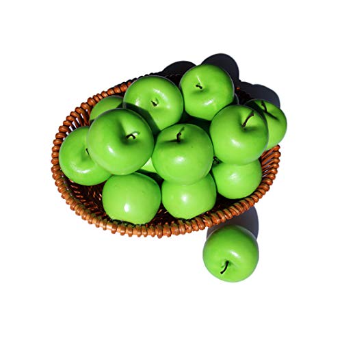 Frutas Manzanas Artificiales Falsas para la decoración del hogar Manzanas realistas de tamaño Real Manzanas Falsas para la decoración de la Fiesta de Navidad de la Cocina (6 Piezas de Manzana Verde)