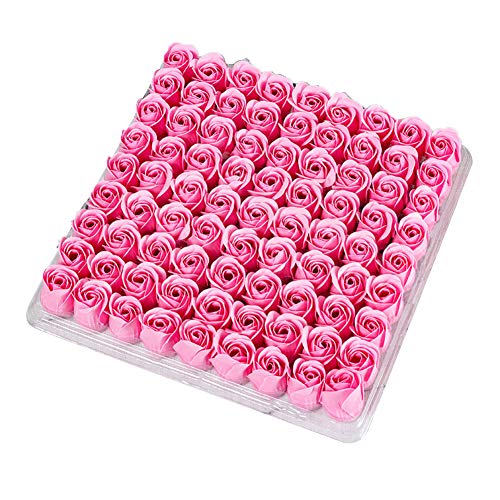 fuchsiaan Flores artificiales, 81 piezas de simulación de rosas de jabón de baño con flores perfumadas para bodas, para interiores y exteriores, jardín o manualidades
