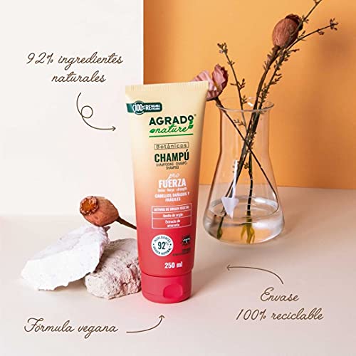 Fuerza para el cabello Cosmética Natural Ingredientes Naturales Vegano Botánicos AGRADO Nature… (Champú Fuerza)