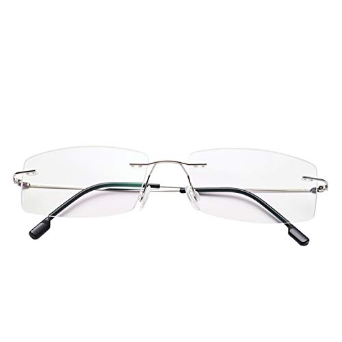 Fuisetaea Gafas de lectura sin montura Lentes de lectura de titanio ligeros Hombres Mujeres +1.25 Aumento