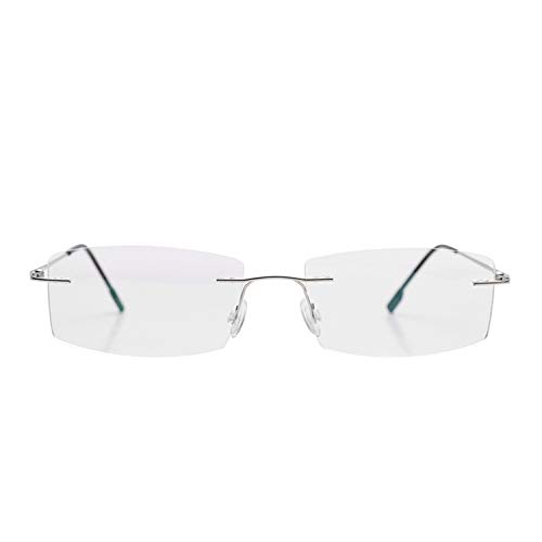 Fuisetaea Gafas de lectura sin montura Lentes de lectura de titanio ligeros Hombres Mujeres +1.25 Aumento
