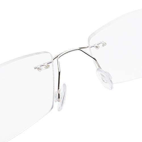 Fuisetaea Gafas de lectura sin montura Lentes de lectura de titanio ligeros Hombres Mujeres +1.25 Aumento