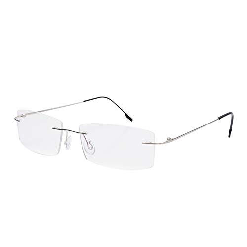 Fuisetaea Gafas de lectura sin montura Lentes de lectura de titanio ligeros Hombres Mujeres +1.25 Aumento