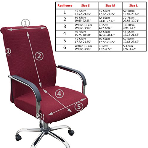 Funda MiLong para silla de oficina. Funda elástica y extraíble, elastano, rojo vino, Small