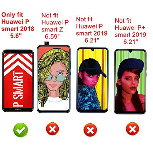 Funda para Huawei P Smart 2018, Fashion Design [Antigolpes] con 360 Anillo iman Soporte, Resistente a los arañazos TPU Funda Protectora para Enjoys 7S,Rose Red