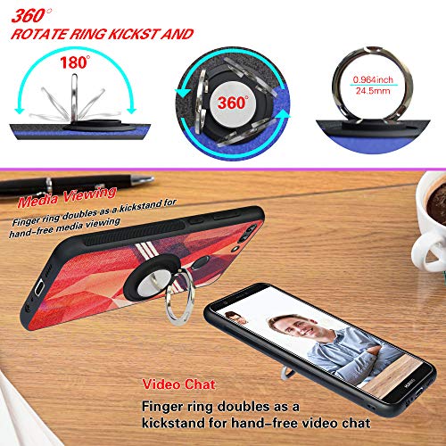 Funda para Huawei P Smart 2018, Fashion Design [Antigolpes] con 360 Anillo iman Soporte, Resistente a los arañazos TPU Funda Protectora para Enjoys 7S,Rose Red