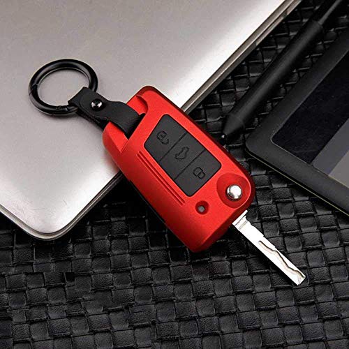 Funda para Llave de Coche, Funda ABS para Llave, Apta para Volkswagen Polo Golf 7 Tiguan para Skoda Octavia Kodiaq Karoq para Seat Ateca Leon Ibiza   Red-