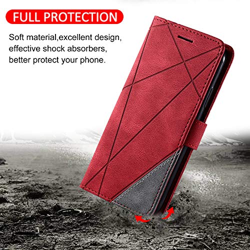 Funda para OnePlus 9 Pro, Billetera Carcasa [Cuero de PU Agradable para la Piel] [Ranuras] [Marco de Fotos] [Soporte] Plegable Fundas para OnePlus 9 Pro-Rojo