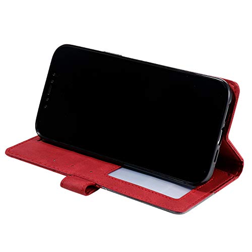 Funda para OnePlus 9 Pro, Billetera Carcasa [Cuero de PU Agradable para la Piel] [Ranuras] [Marco de Fotos] [Soporte] Plegable Fundas para OnePlus 9 Pro-Rojo