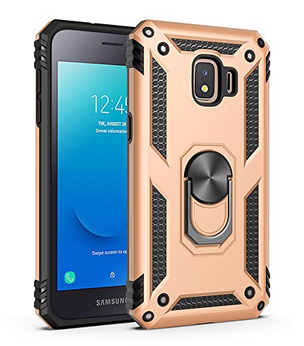 Funda para Samsung Galaxy J2 Core Carcasa,360 grados de soporte giratorio magnético Funda para Samsung Galaxy J2 Core 2018 SM-J260M/DS SM-J260F/DS SM-J260G/DS / Galaxy J2 Pure Funda Concha Case Gold