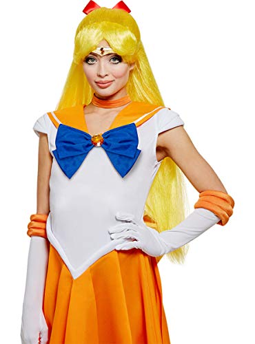 Funidelia | Peluca de Venus - Sailor Moon Oficial para Mujer ▶ Anime, Cosplay, Bunny Tsukino, Dibujos Animados - Color: Amarillo, Accesorio para Disfraz - Licencia: 100% Oficial