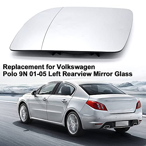 Funien Cristal del espejo retrovisor,Repuesto para Volkswagen Polo 9N 01-05 Cristal de espejo retrovisor izquierdo