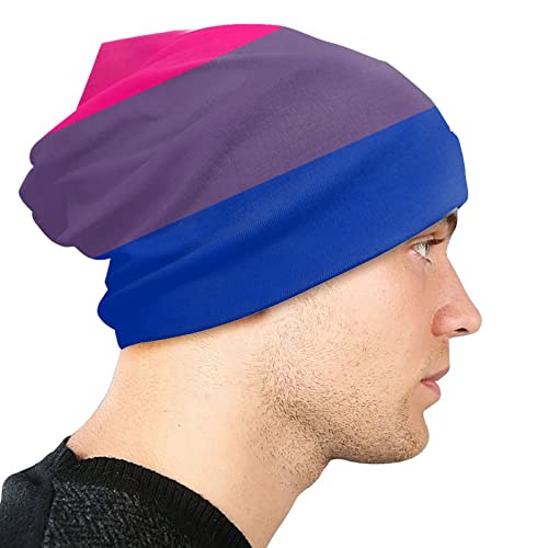 Funny Club Gorro para hombre y mujer, con bandera Bi Pride de Invierno, con forro cálido térmico y grueso, gorro de calavera