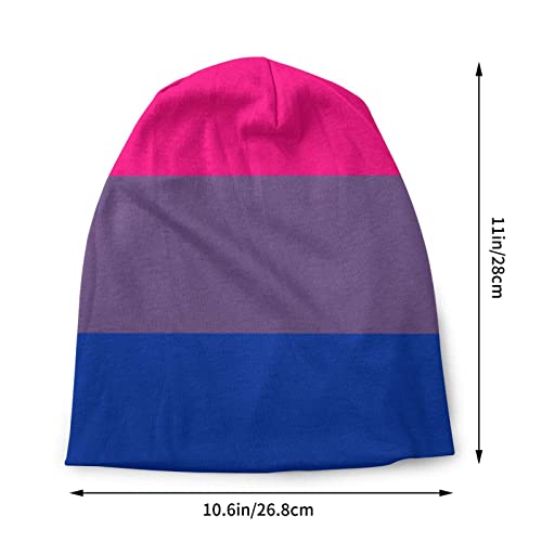Funny Club Gorro para hombres y mujeres con bandera de orgullo bi, forro cálido, térmico de punto grueso y con calavera, gorro de invierno