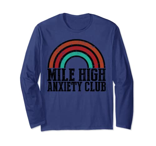 Funny Mile High Anxiety Club Sarcastic Flying Pilot Regalo Manga Larga
