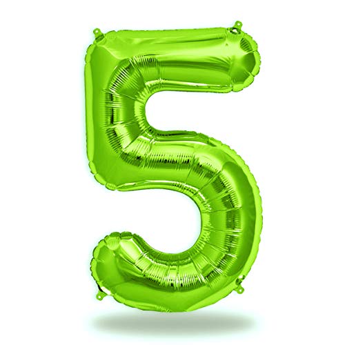 FUNXGO Globo Numero 5 Verde - Globo gigante - Globos de Cumpleãnos 5 - Verde globo 5 años cumpleaños - Decoracion 5 Cumpleaños - Adecuado para cumpleaños, fiestas sorpresas, fiestas